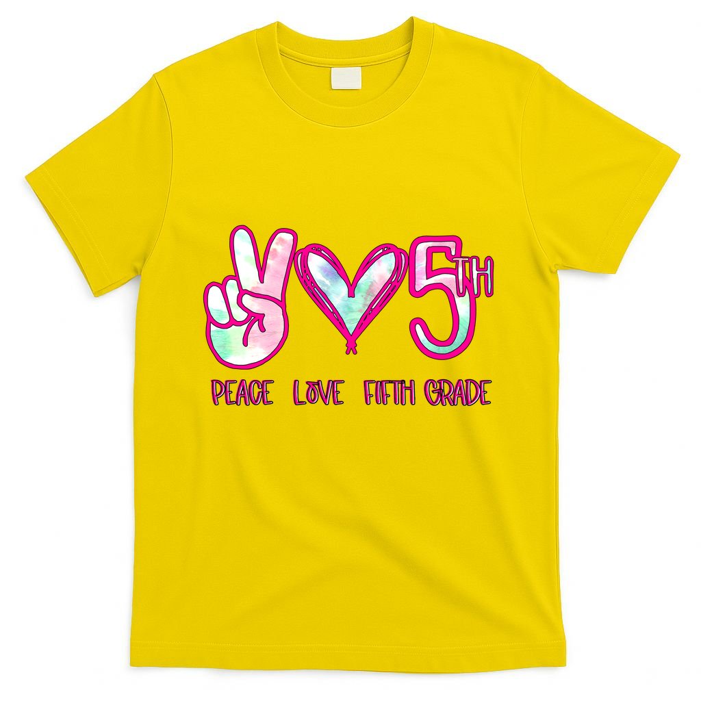 Peace Love Fifth-Grade Funny Cute T-Shirt