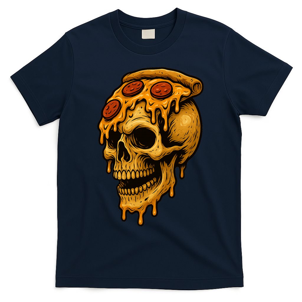 Pizza Food Skull Horror T-Shirt