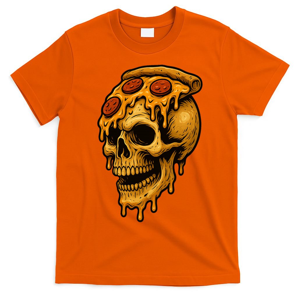 Pizza Food Skull Horror T-Shirt