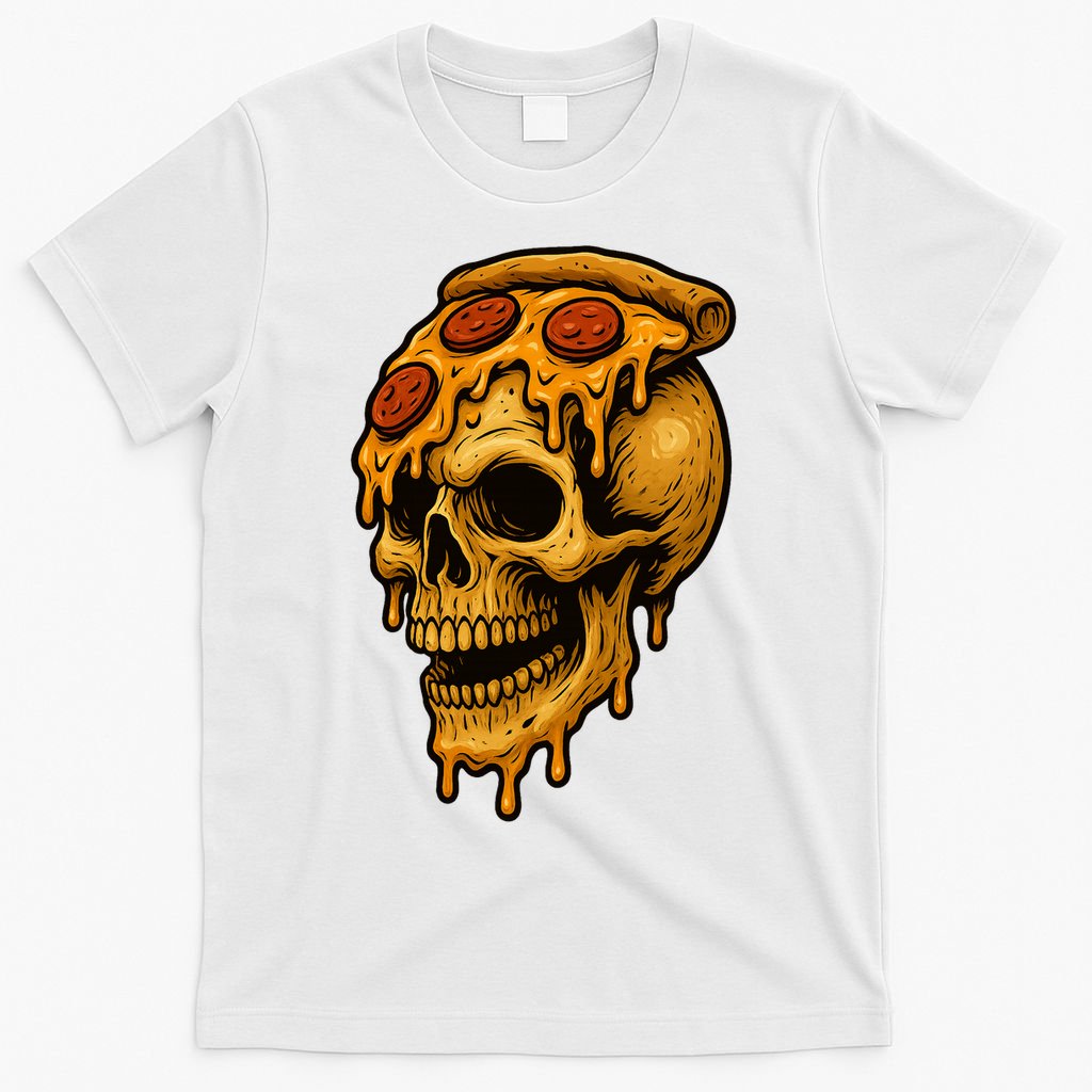 Pizza Food Skull Horror T-Shirt