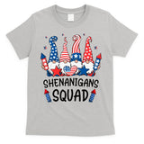 Patriotic Gnomes 4th Of July Funny Shenanigans Squad T-Shirt