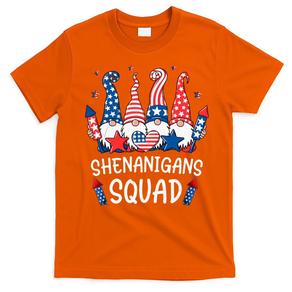 Patriotic Gnomes 4th Of July Funny Shenanigans Squad T-Shirt