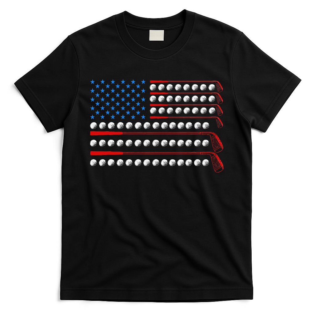 Patriotic Golf Usa Flag Golf Clubs 4th Of July Golf Balls T-Shirt
