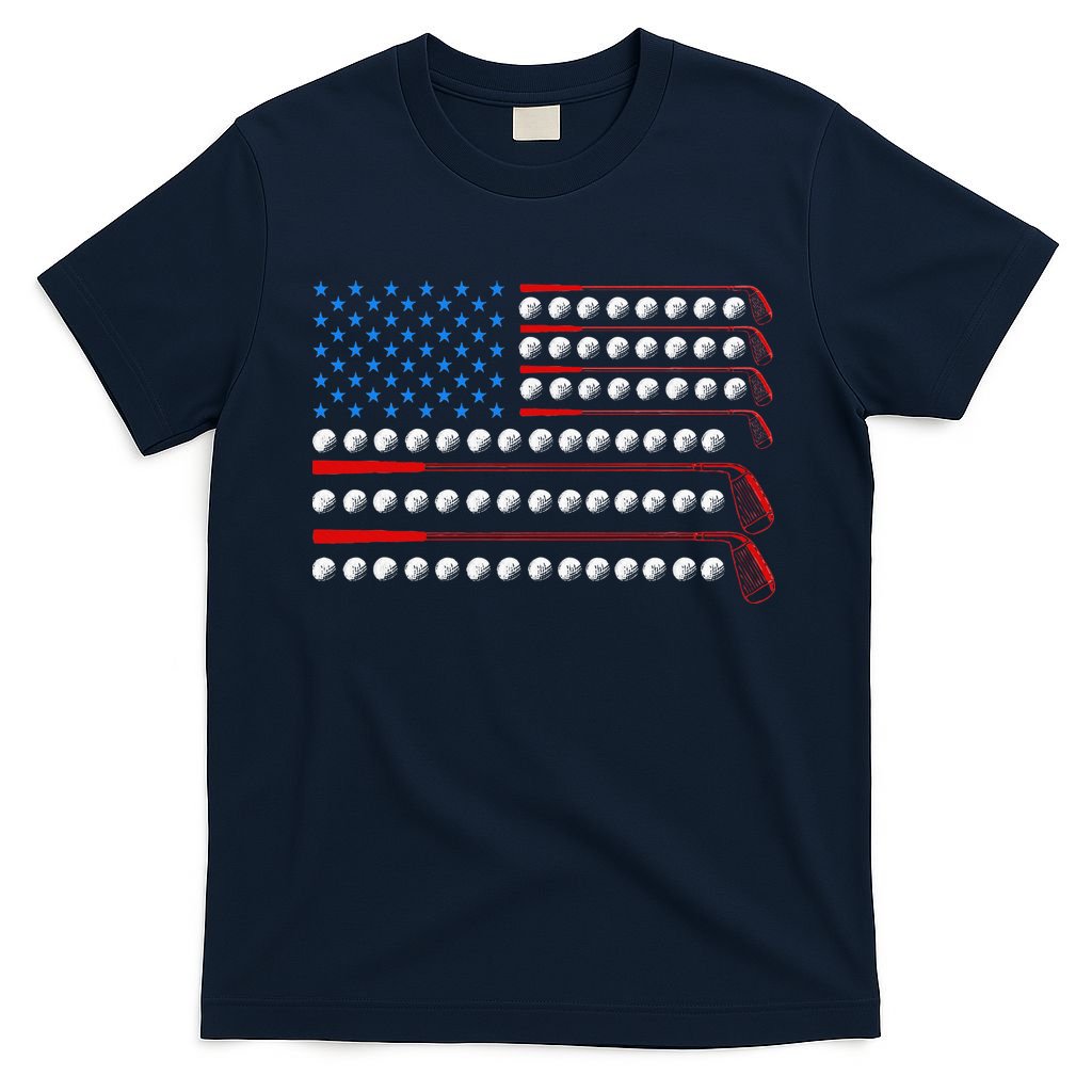 Patriotic Golf Usa Flag Golf Clubs 4th Of July Golf Balls T-Shirt