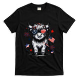 Patriotic Highland Cow 4th Of July Design T-Shirt