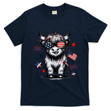 Patriotic Highland Cow 4th Of July Design T-Shirt