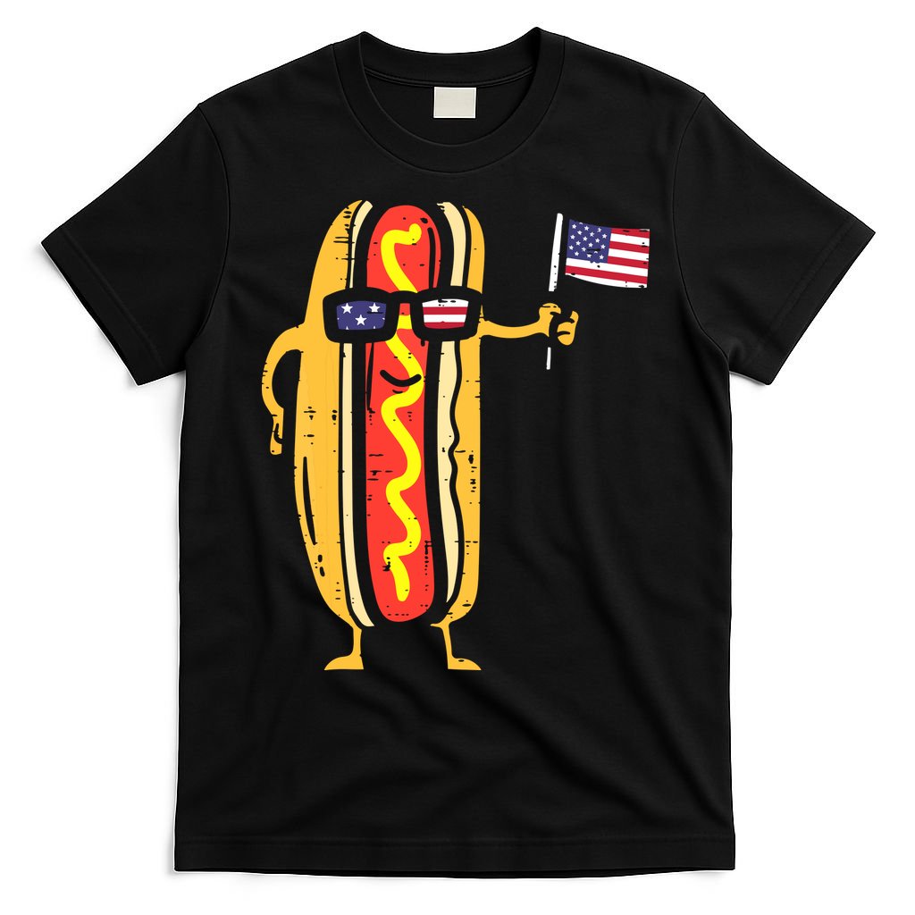 Patriotic Hot Dog American Flag USA Funny 4th Of July Fourth T-Shirt
