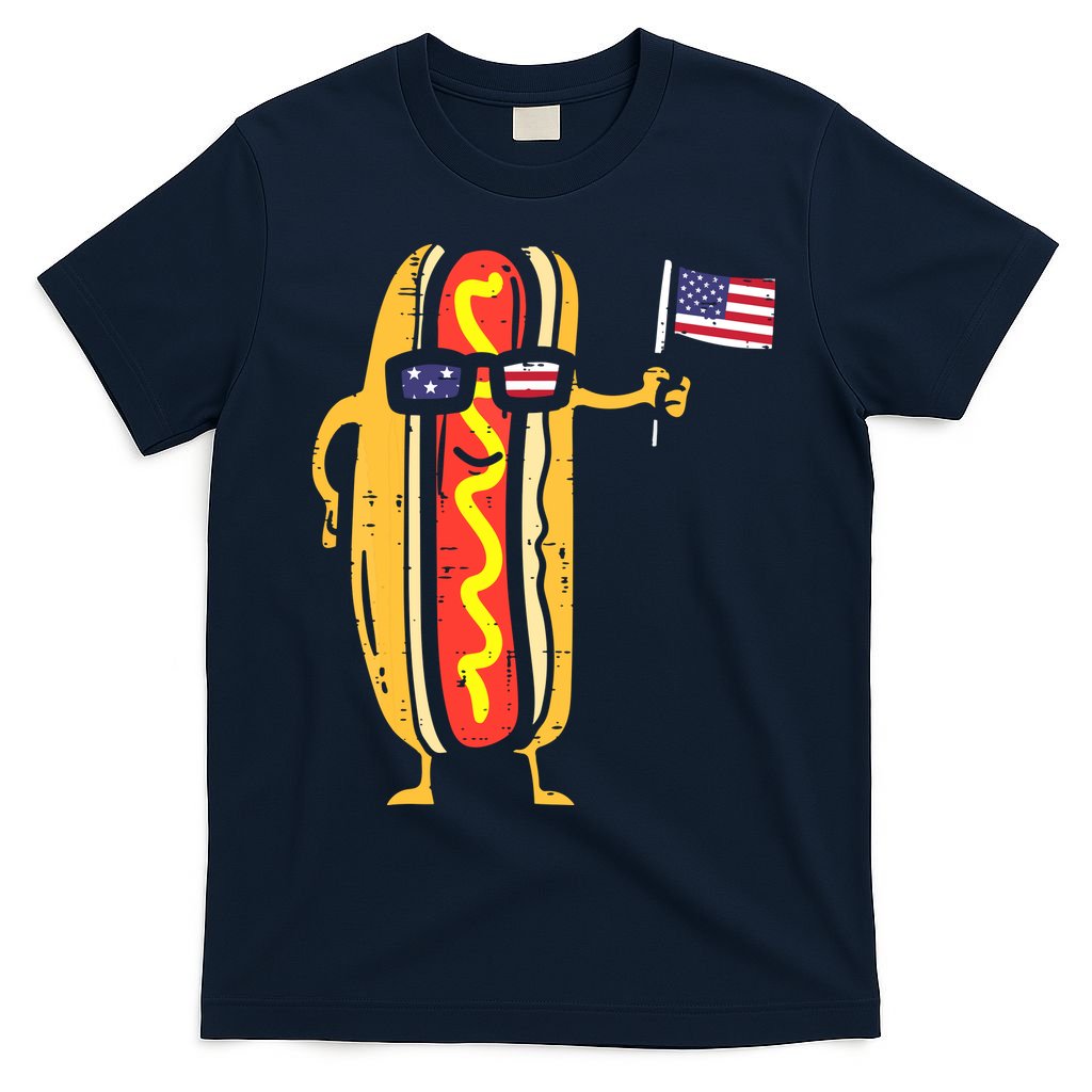 Patriotic Hot Dog American Flag USA Funny 4th Of July Fourth T-Shirt
