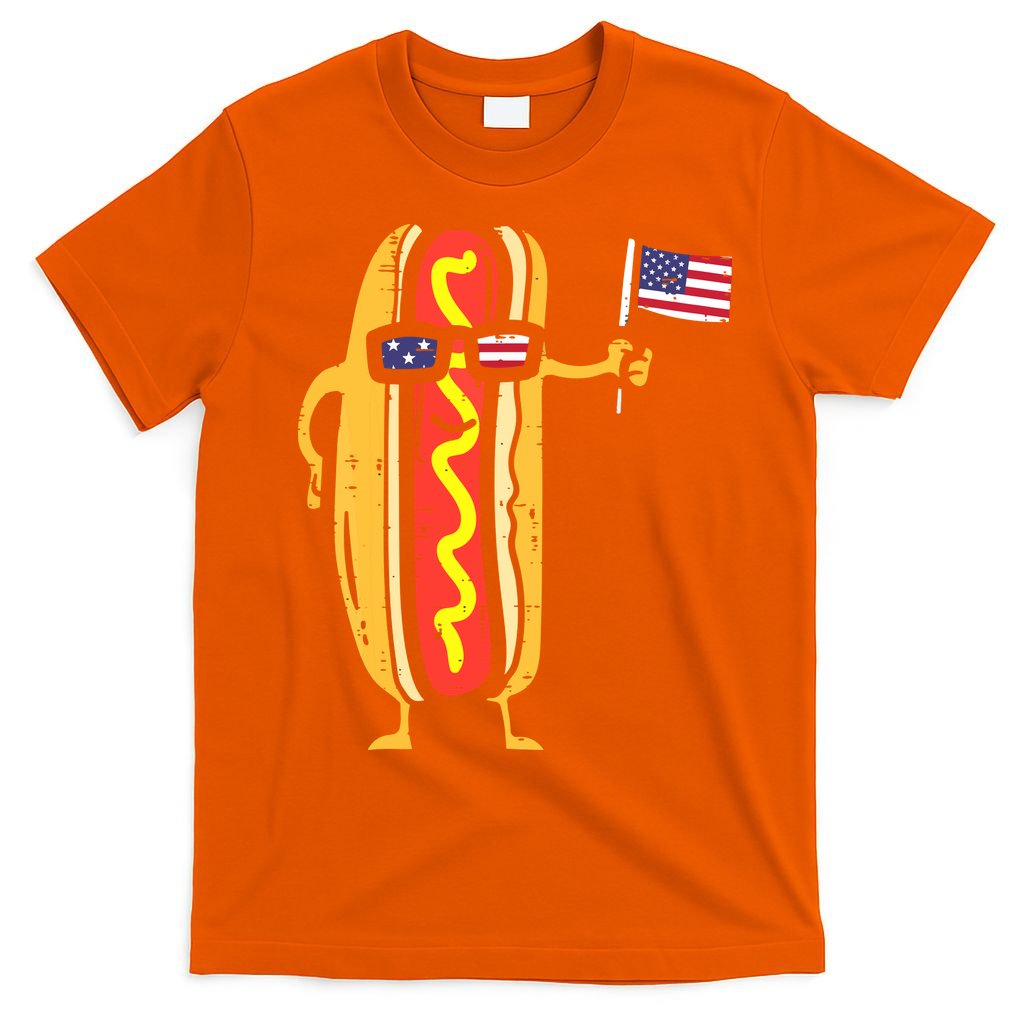 Patriotic Hot Dog American Flag USA Funny 4th Of July Fourth T-Shirt