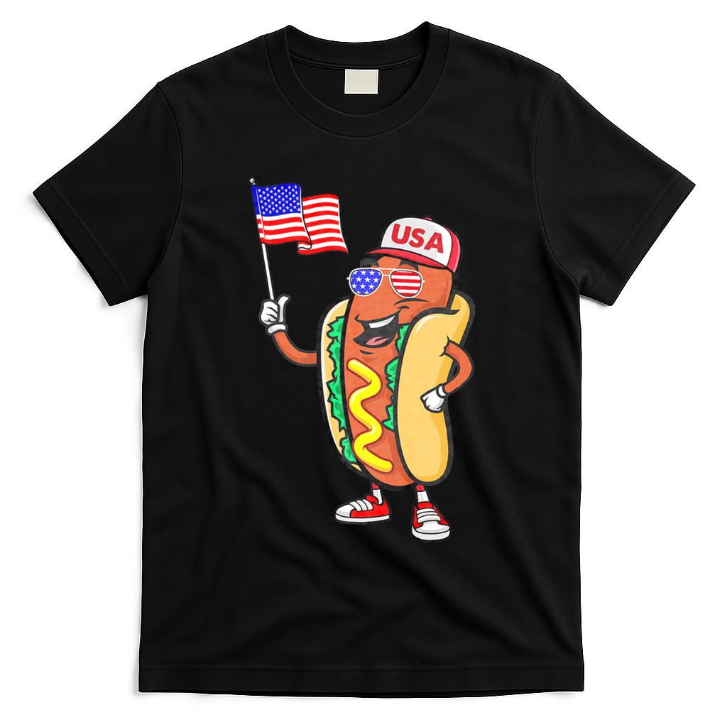 Patriotic Hot Dog American Flag Usa Funny 4th Of July Fourth T-Shirt