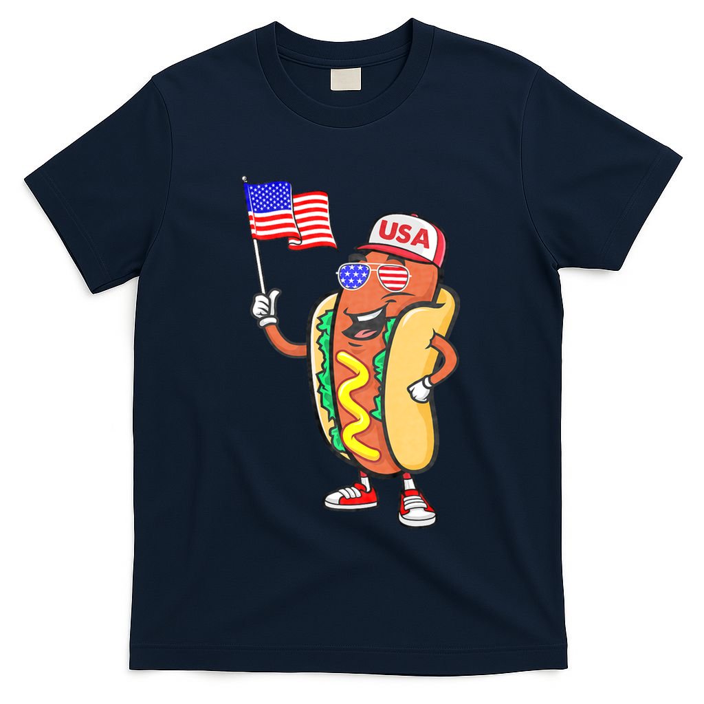 Patriotic Hot Dog American Flag Usa Funny 4th Of July Fourth T-Shirt