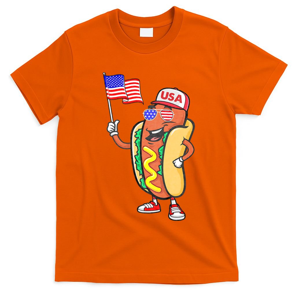 Patriotic Hot Dog American Flag Usa Funny 4th Of July Fourth T-Shirt