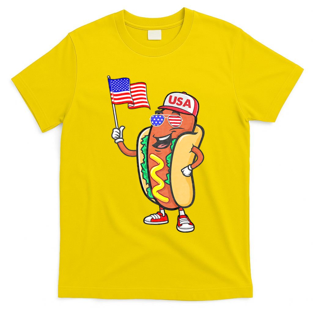 Patriotic Hot Dog American Flag Usa Funny 4th Of July Fourth T-Shirt