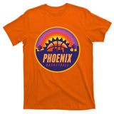 Phoenix Basketball Retro Logo Pixel Sunset T-Shirt
