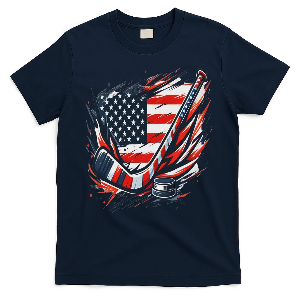Patriotic Ice Hockey 4th Of July Usa Independence Day T-Shirt