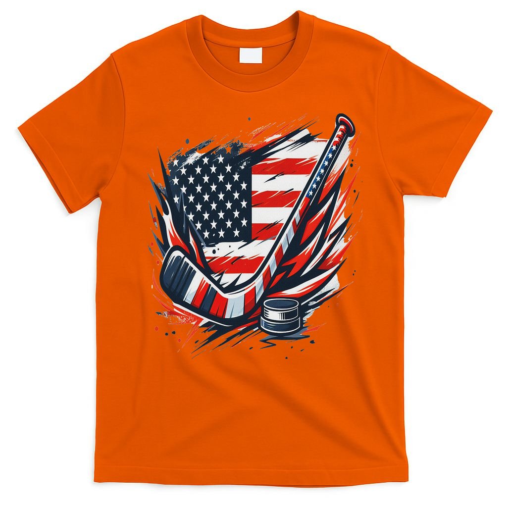 Patriotic Ice Hockey 4th Of July Usa Independence Day T-Shirt