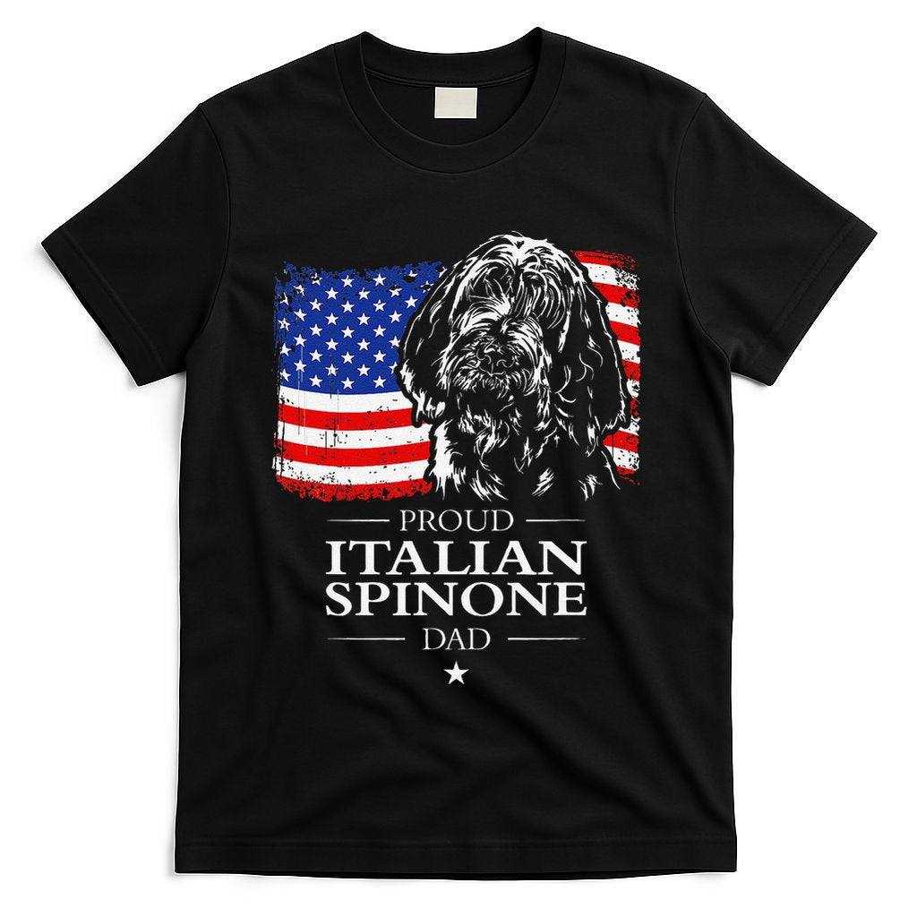 Proud Italian Spinone Dad American Flag Patriotic Dog Gift T-Shirt