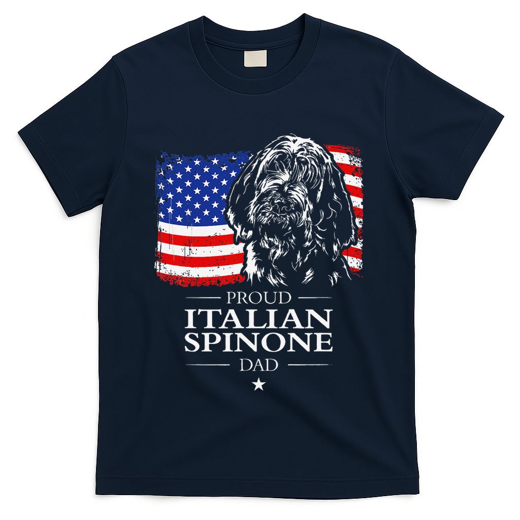 Proud Italian Spinone Dad American Flag Patriotic Dog Gift T-Shirt