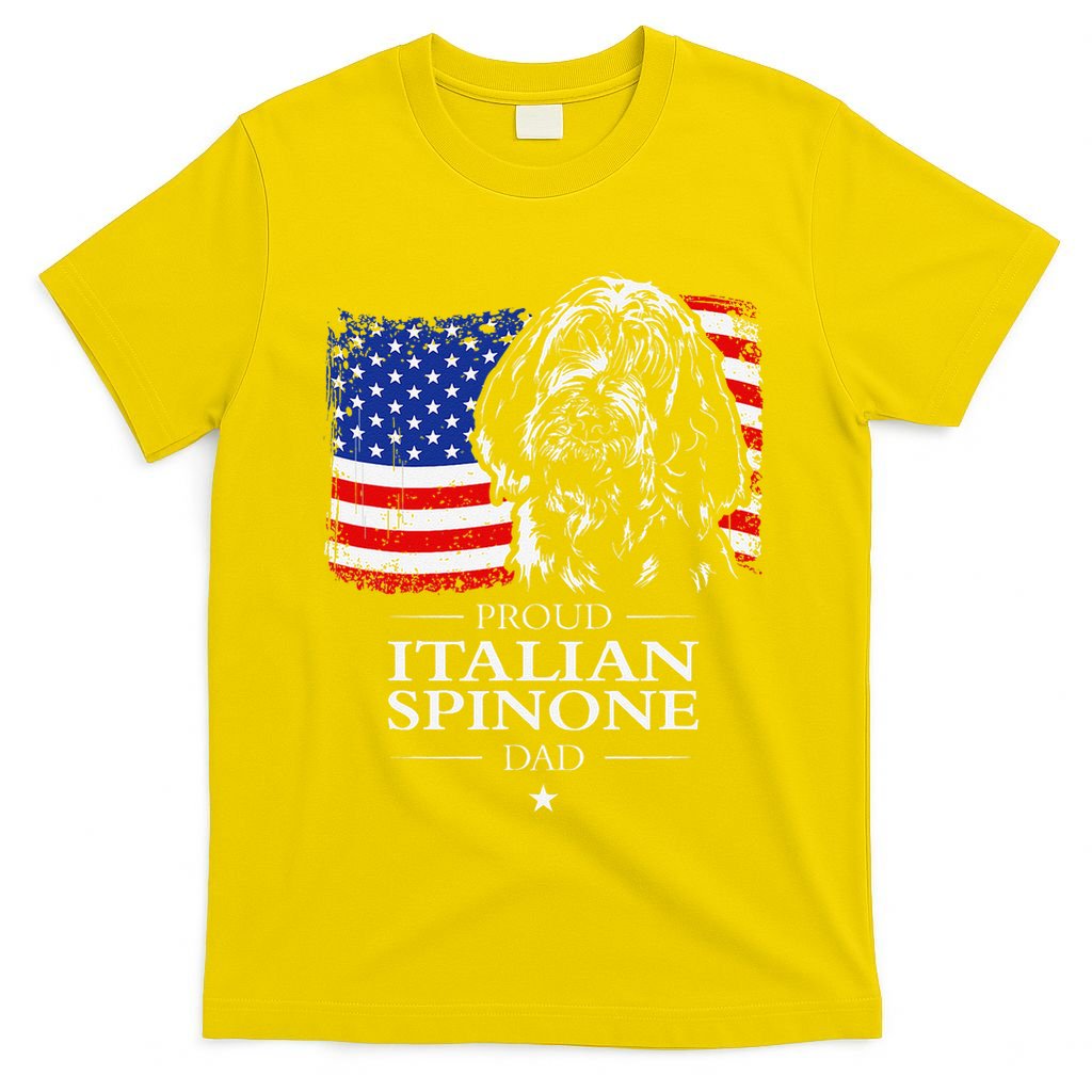 Proud Italian Spinone Dad American Flag Patriotic Dog Gift T-Shirt