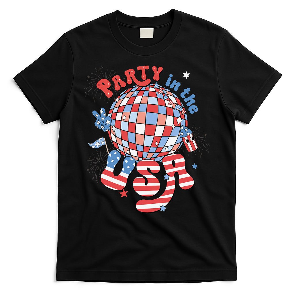 Party In The USA 4th Of July America Independence Disco T-Shirt