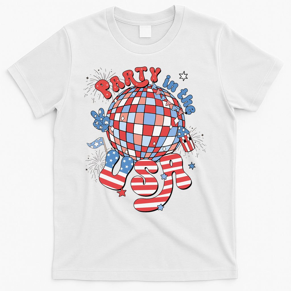 Party In The USA 4th Of July America Independence Disco T-Shirt