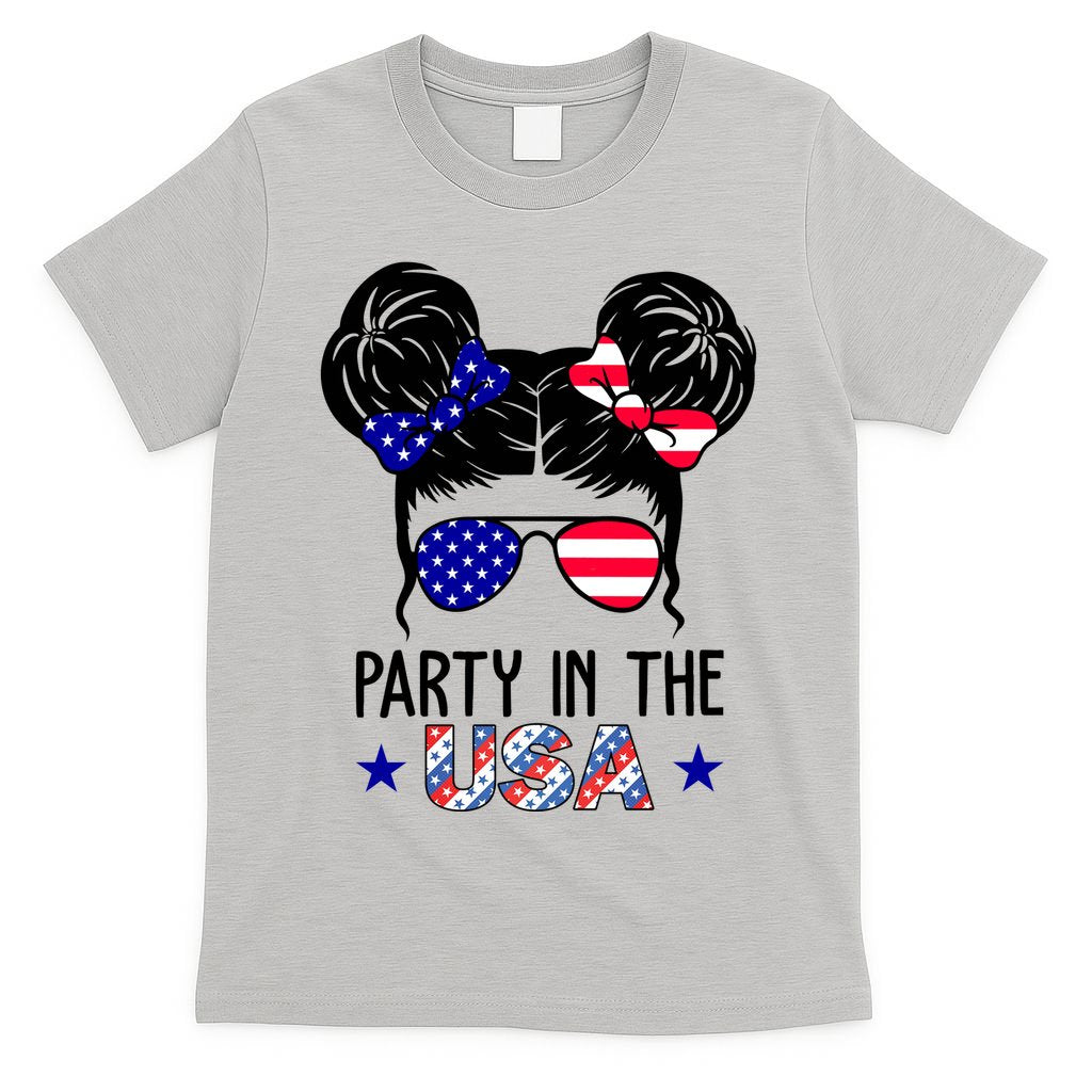 Party In The Usa Hair Bun 4th Of July T-Shirt
