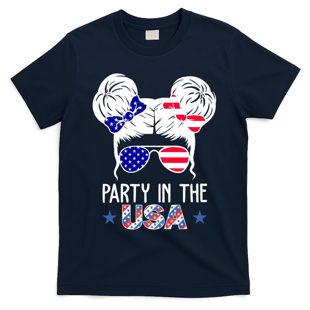 Party In The Usa Hair Bun 4th Of July T-Shirt