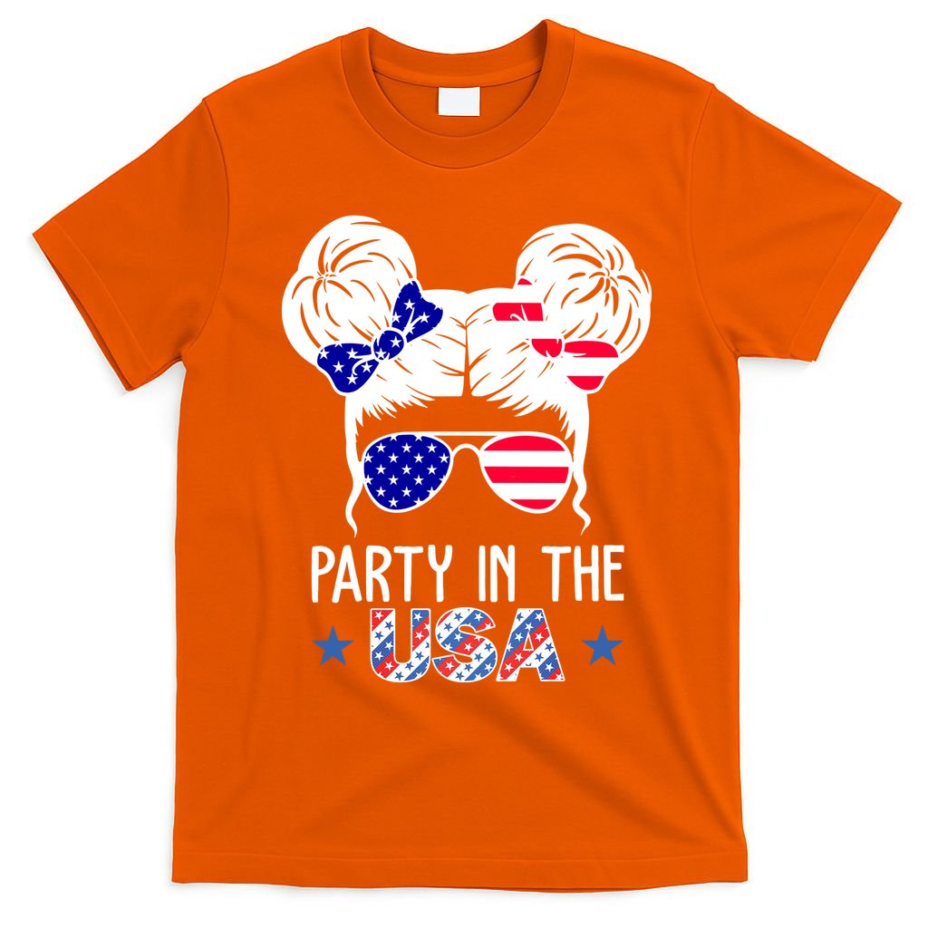 Party In The Usa Hair Bun 4th Of July T-Shirt