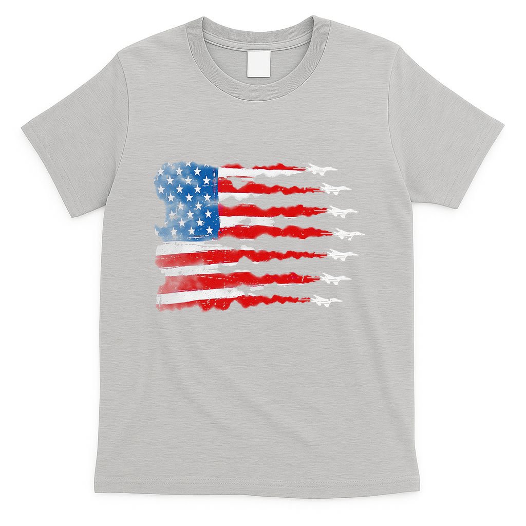 Patriotic Jet Red White Blue Usa Flag 4th Of July T-Shirt