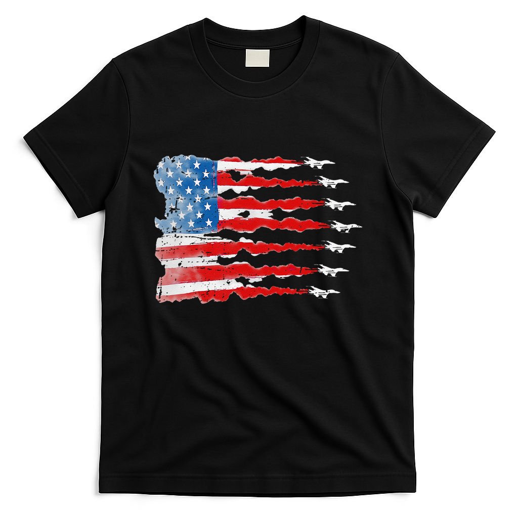 Patriotic Jet Red White Blue Usa Flag 4th Of July T-Shirt