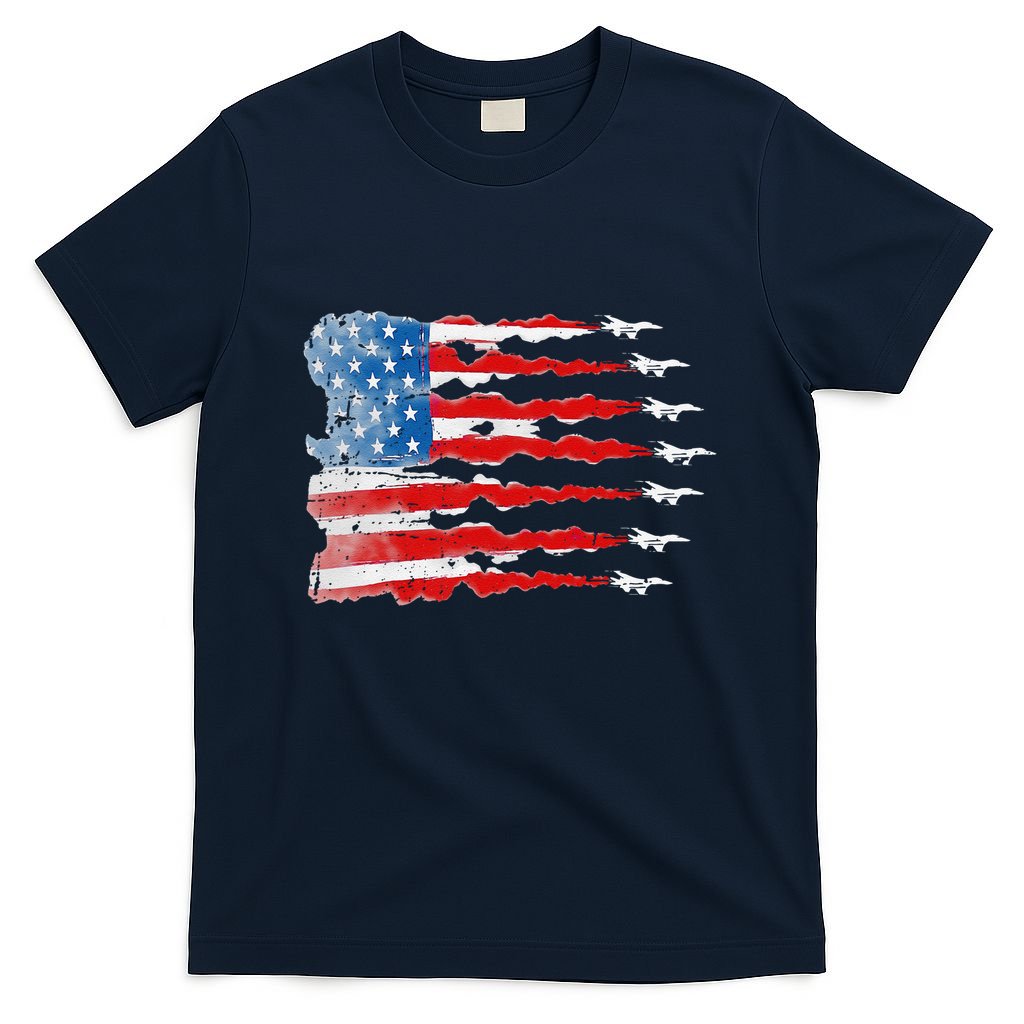 Patriotic Jet Red White Blue Usa Flag 4th Of July T-Shirt
