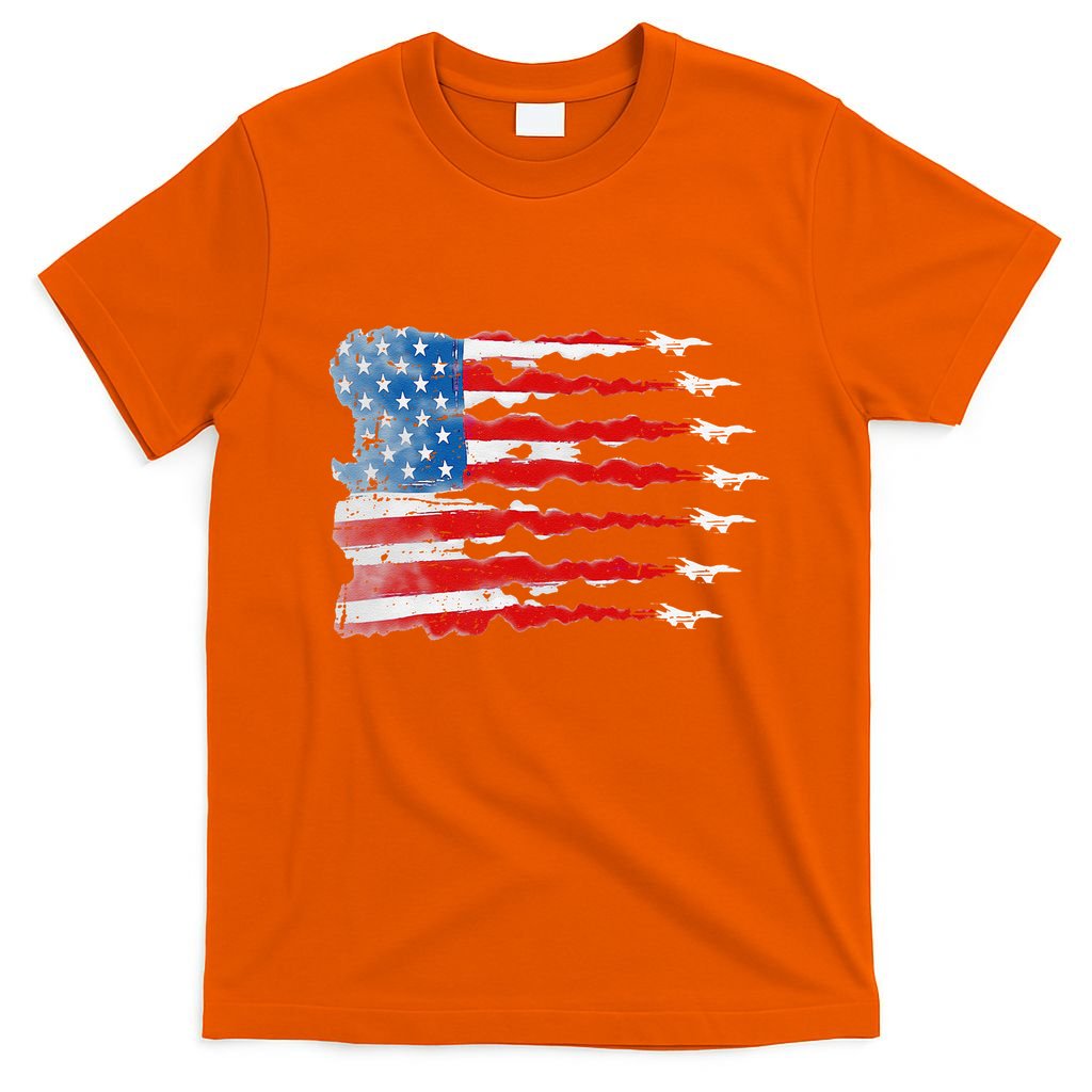 Patriotic Jet Red White Blue Usa Flag 4th Of July T-Shirt