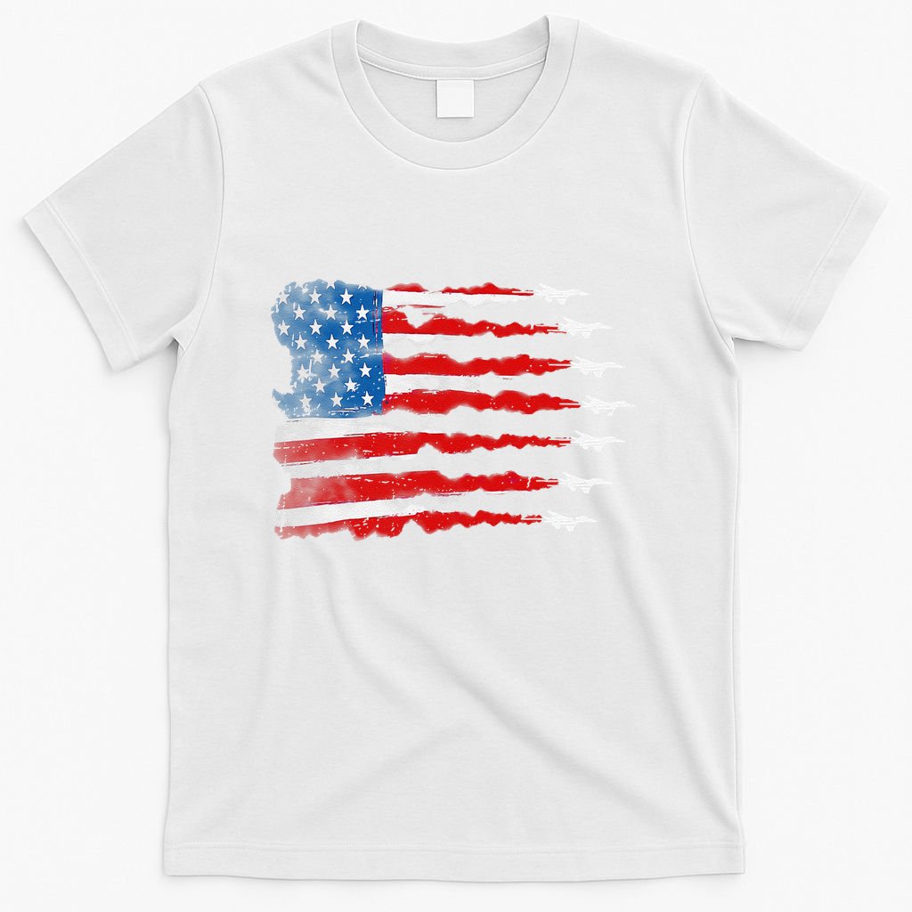 Patriotic Jet Red White Blue Usa Flag 4th Of July T-Shirt