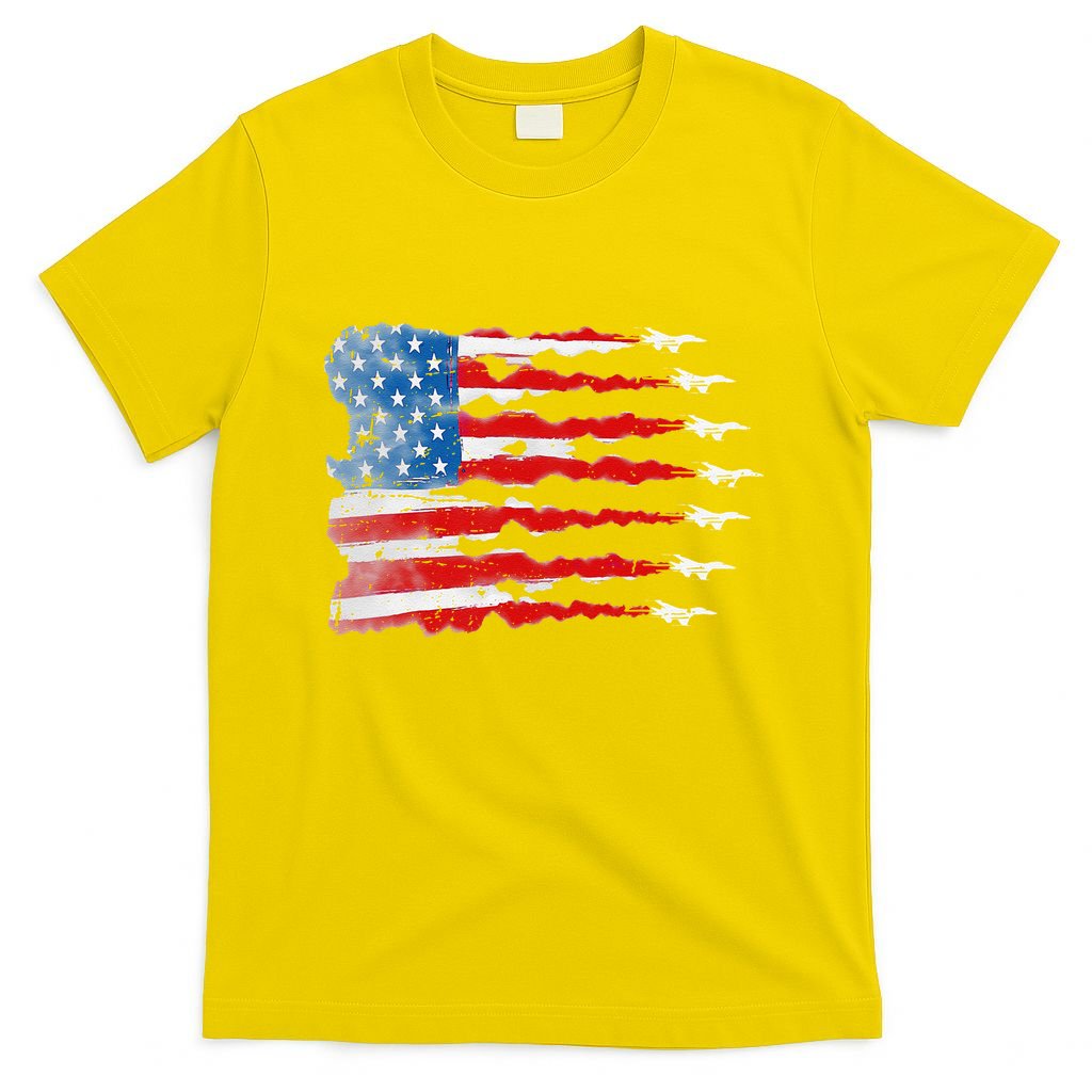 Patriotic Jet Red White Blue Usa Flag 4th Of July T-Shirt