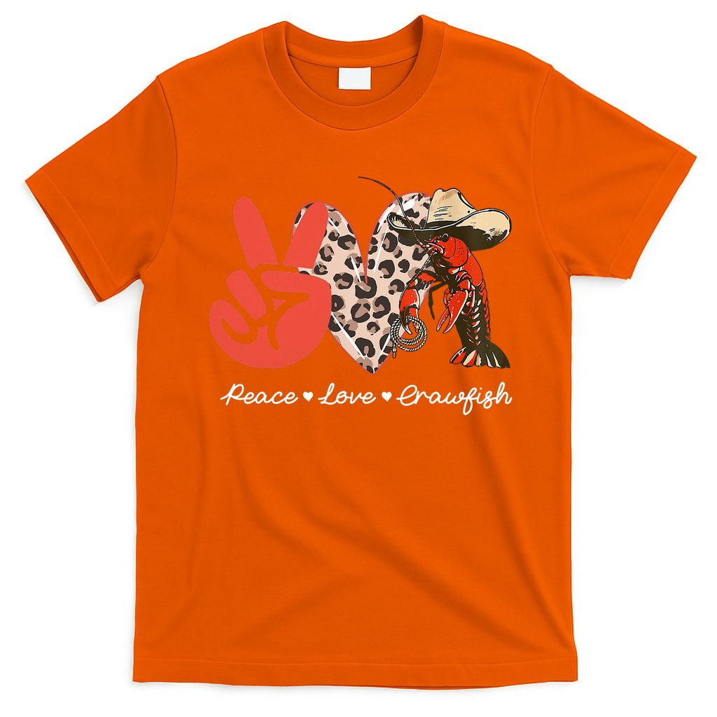 Peace Love Crawfish Leopard Crawfish Boil Cajun Lobster T-Shirt