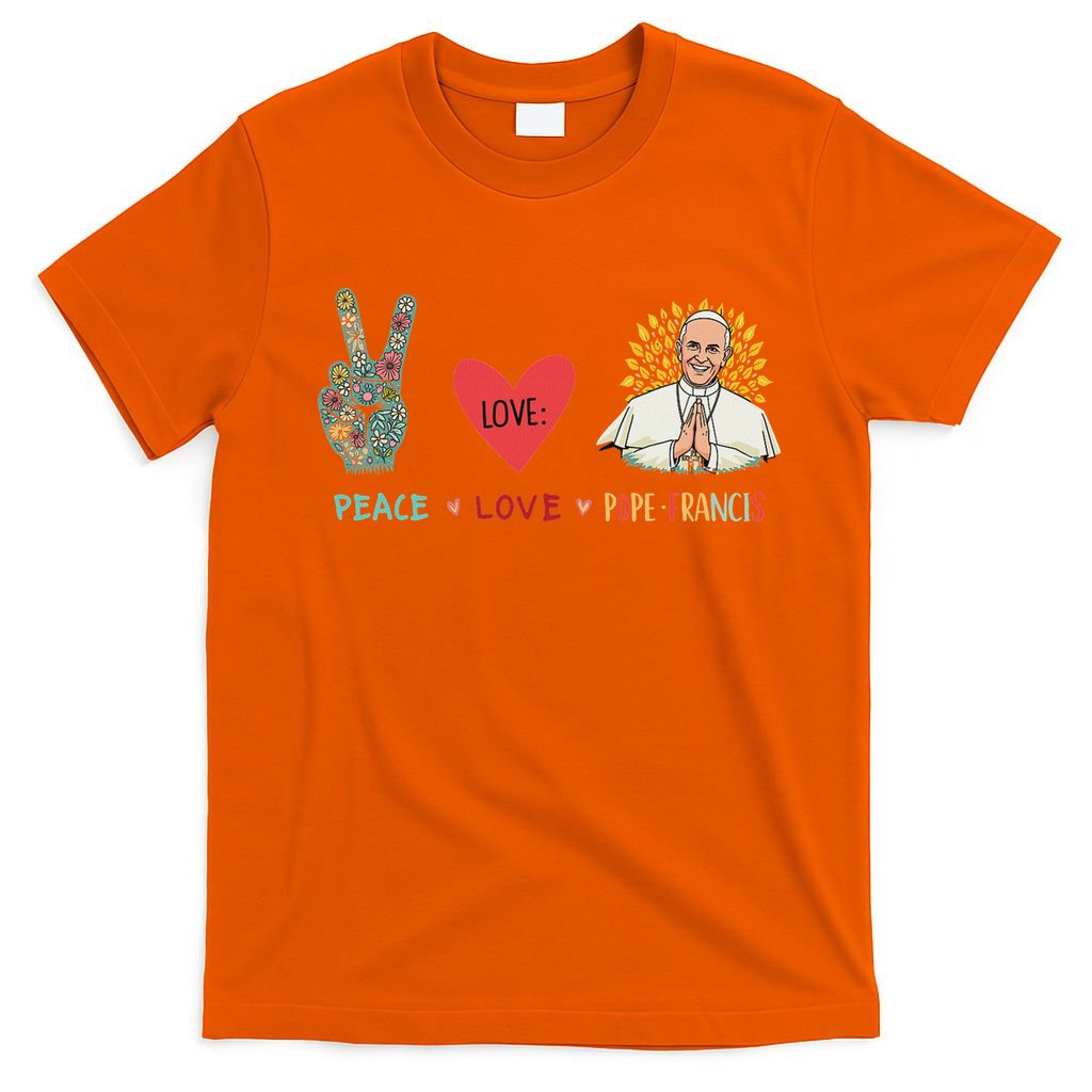 Peace Love Pope Francis Catholic Faith Design T-Shirt
