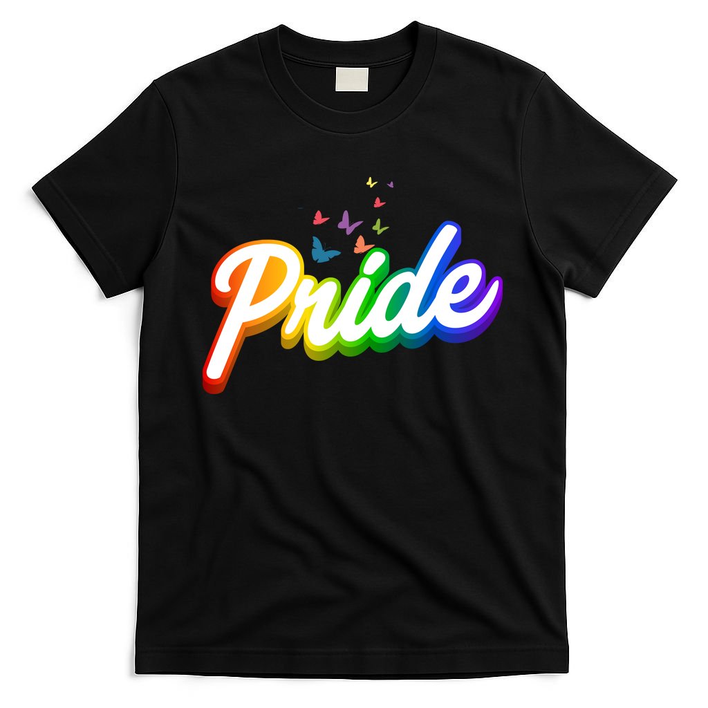 Pride Logo Rainbow Butterflies  T-Shirt