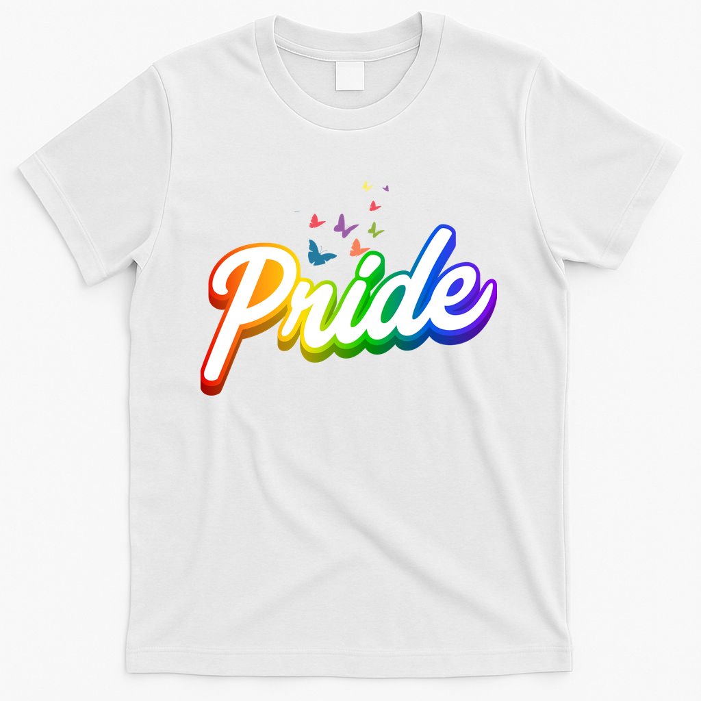 Pride Logo Rainbow Butterflies  T-Shirt