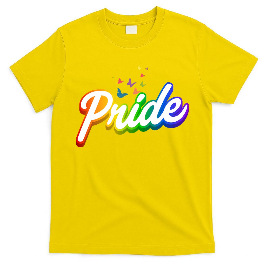 Pride Logo Rainbow Butterflies  T-Shirt