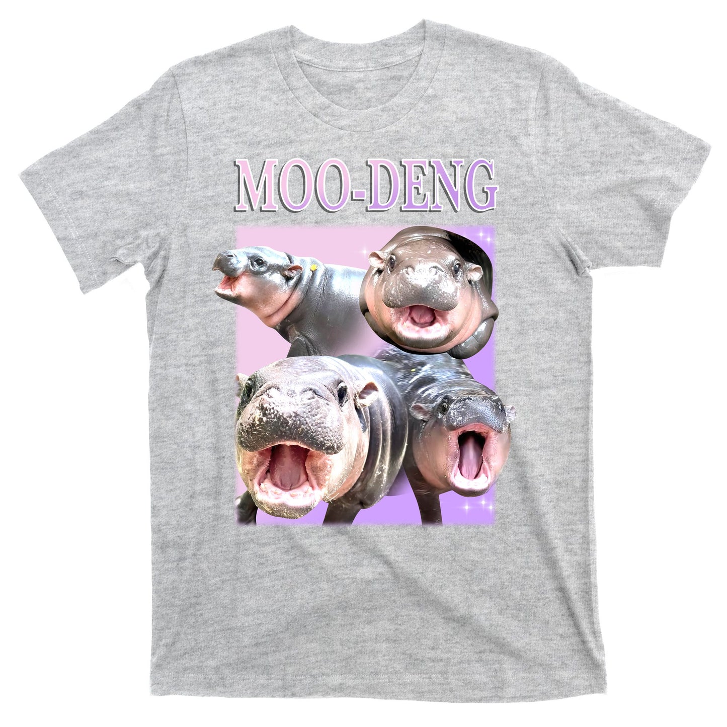 Purple Moo Deng Meme Hippo Funny T-Shirt