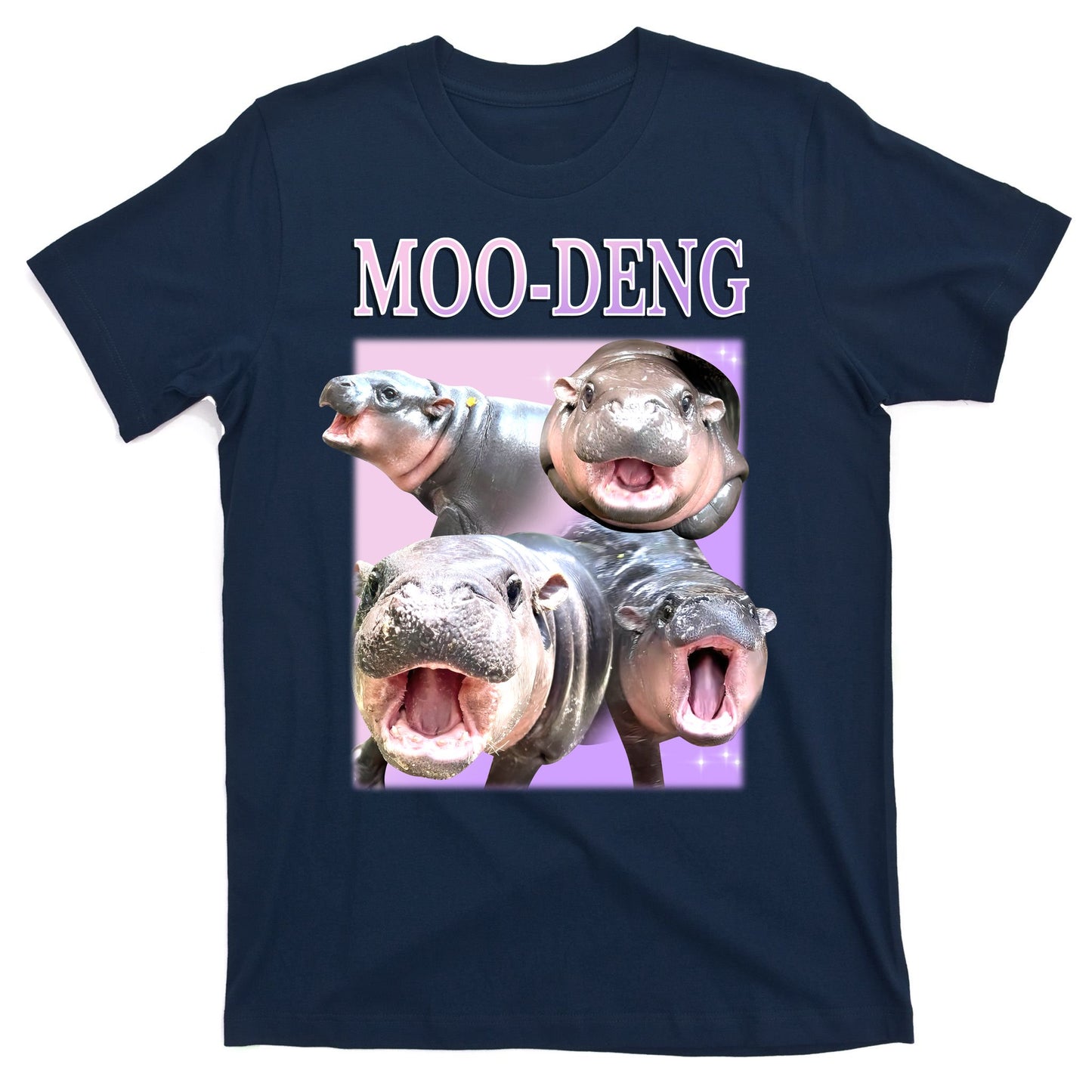Purple Moo Deng Meme Hippo Funny T-Shirt