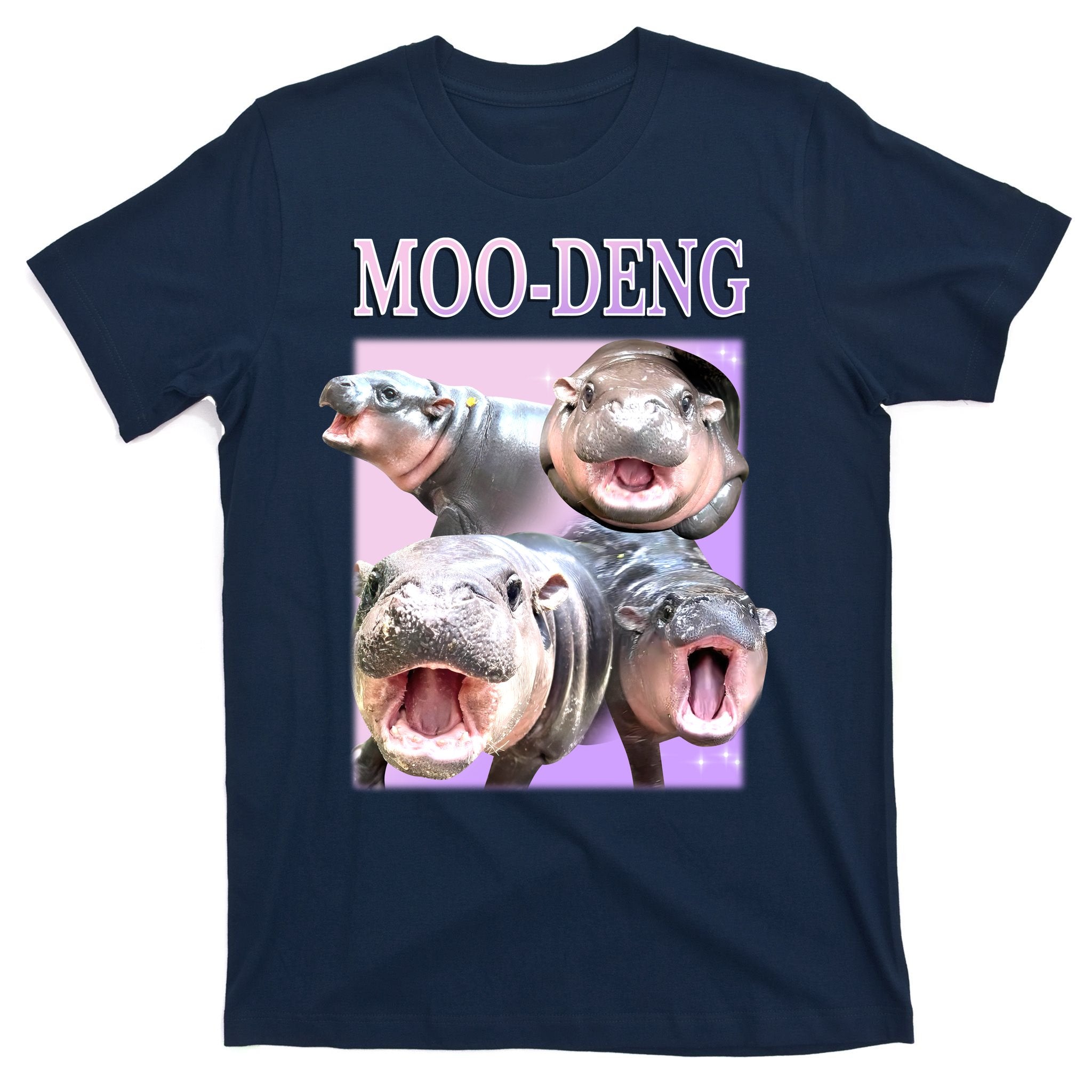 Purple Moo Deng Meme Hippo Funny T-Shirt