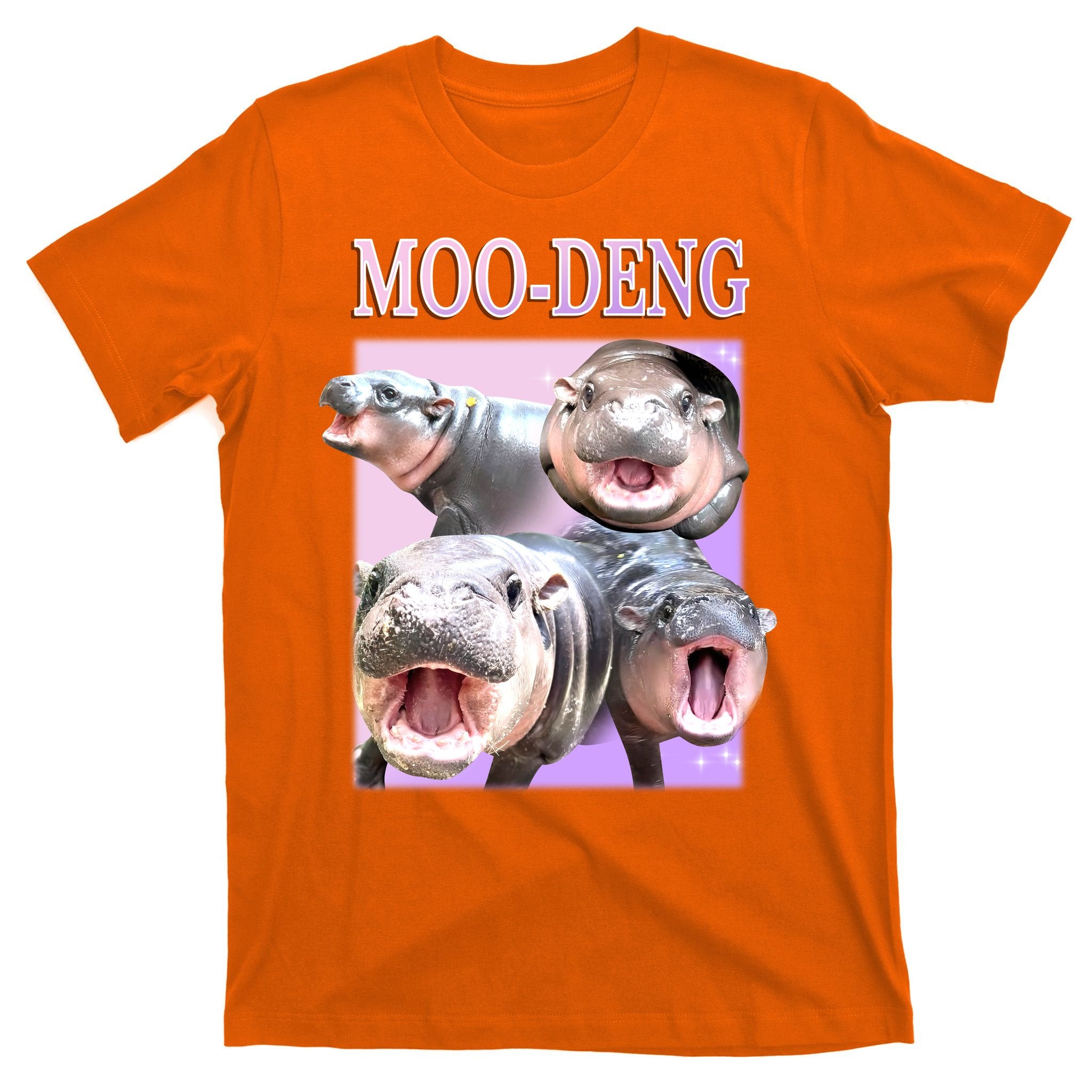 Purple Moo Deng Meme Hippo Funny T-Shirt