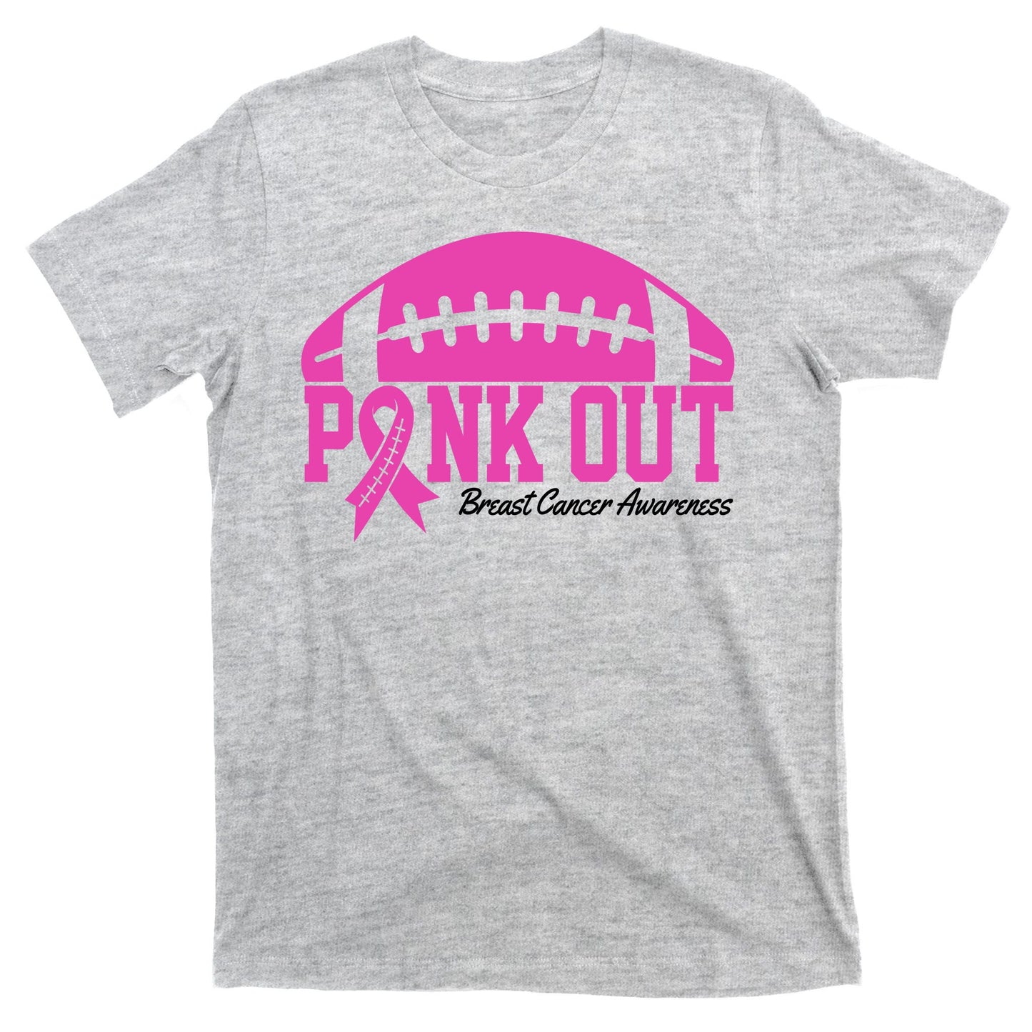 Pink Out Breast Cancer Awareness Football Ribbon T-Shirt