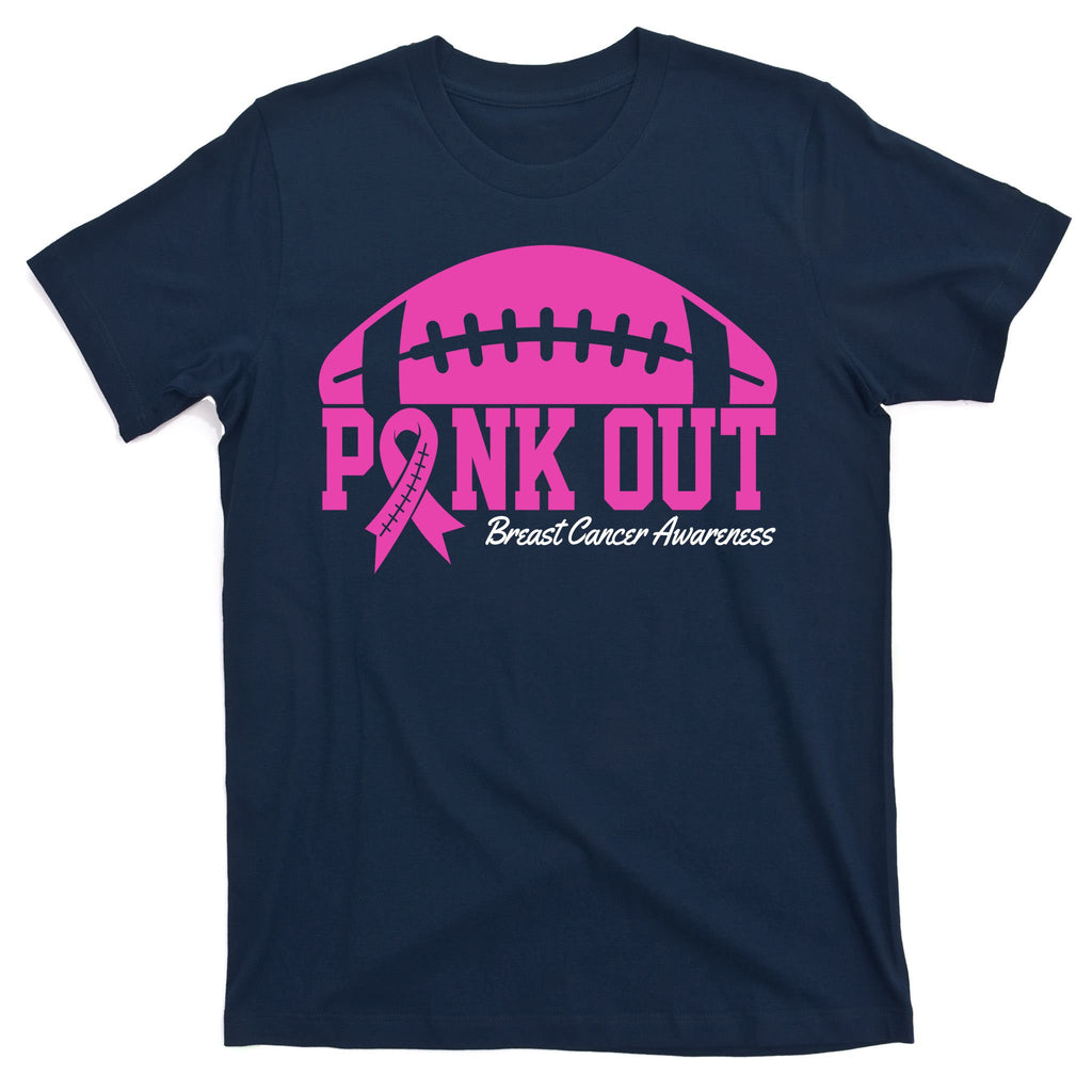 Pink Out Breast Cancer Awareness Football Ribbon T-Shirt