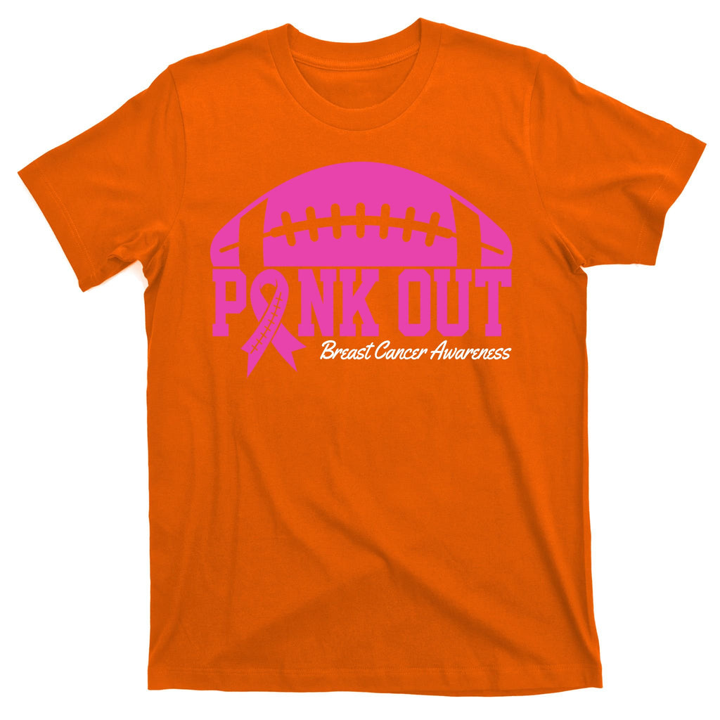 Pink Out Breast Cancer Awareness Football Ribbon T-Shirt