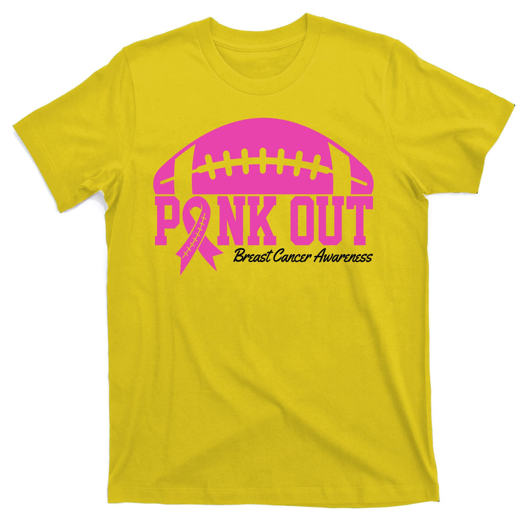 Pink Out Breast Cancer Awareness Football Ribbon T-Shirt