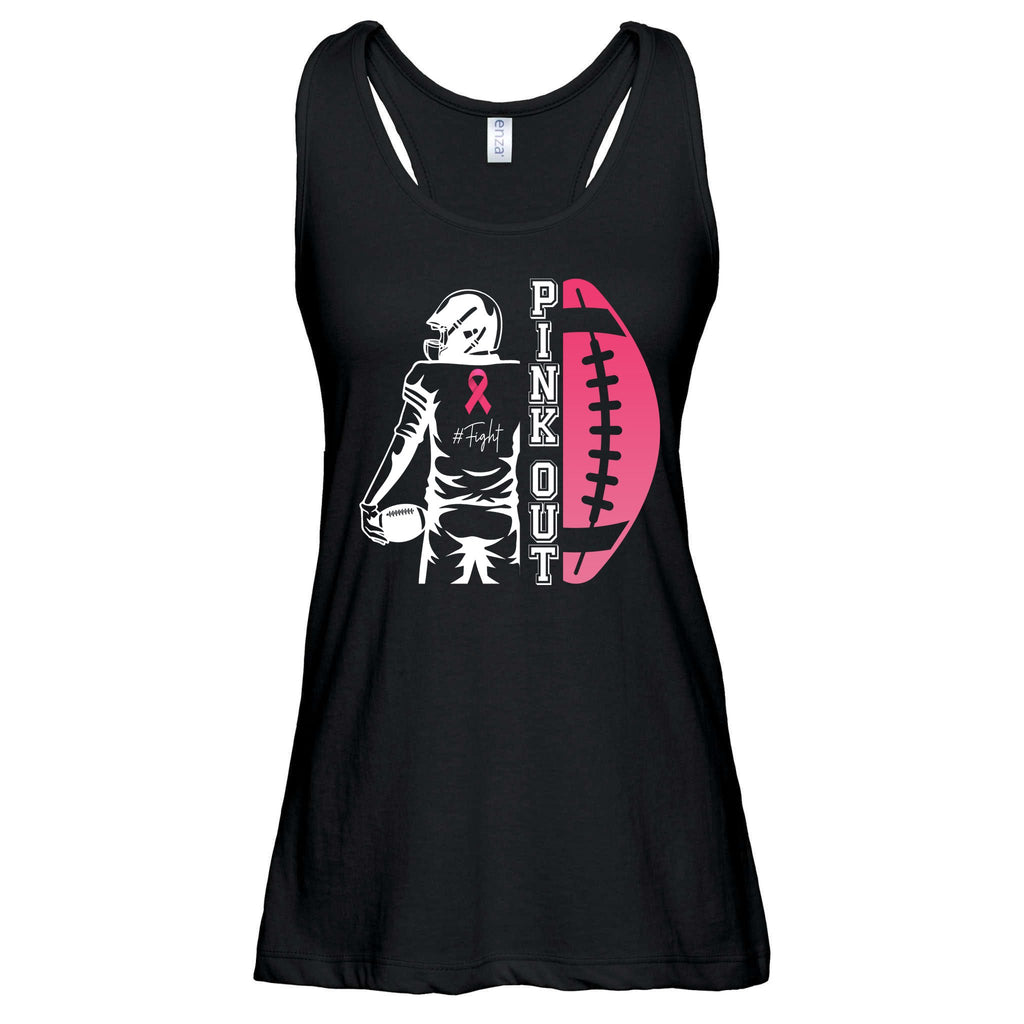 Pink Out Football Team Fight Breast Cancer Awareness Ladies Essential Flowy Tank