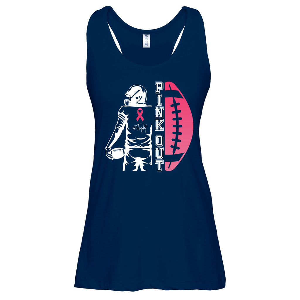Pink Out Football Team Fight Breast Cancer Awareness Ladies Essential Flowy Tank