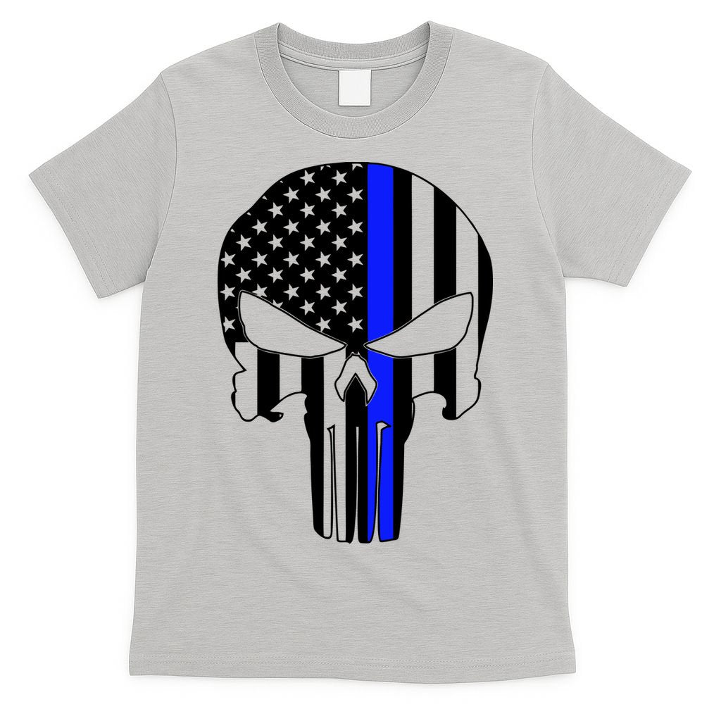 Police USA Skull Thin Blue Line T-Shirt